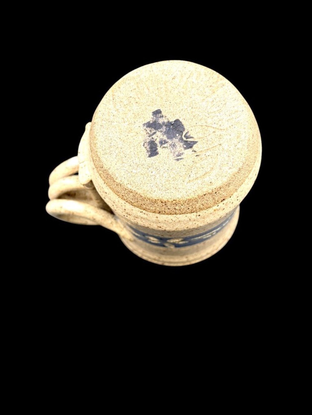 Signed Handmade Studio Pottery Mug Blue Floral Stoneware Artisan Coffee Cup 4" - Picture 7 of 10
